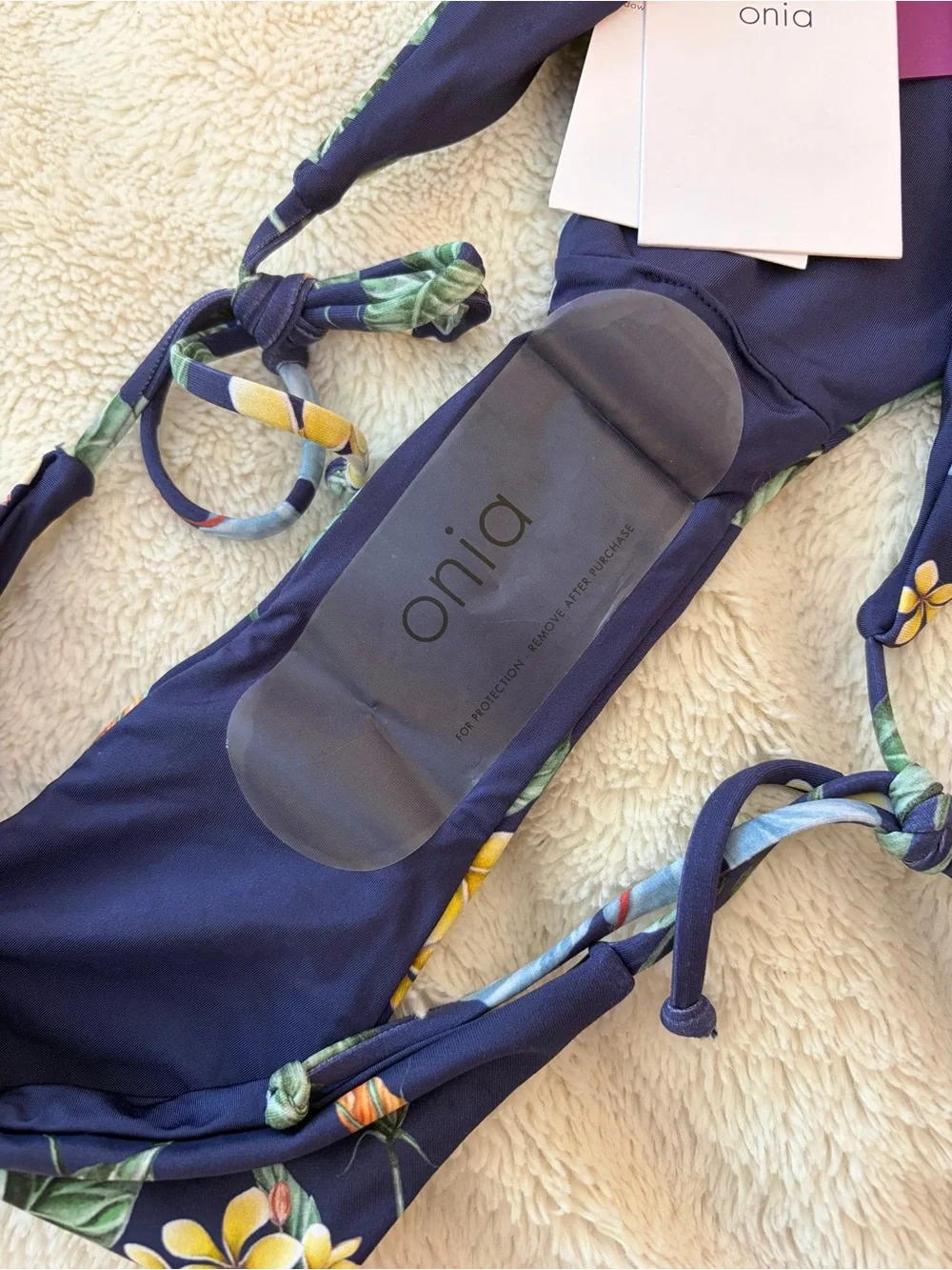 NEW Onia x Liberty large bikini Kate swim bottom navy blue floral print side tie